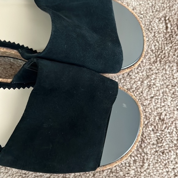 Karl Lagerfeld Cher Suede Cork Mule Sandals Black - Picture 5 of 7